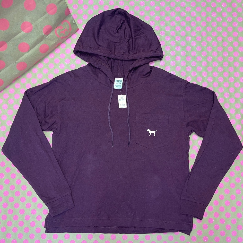 Victoria Secret PINK Long Sleeve Shirt Hoodie- NEW w/ Tags